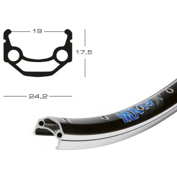 Jante Exal MX19 28" (19-622) 32 Trous Noir 1 Jante Exal MX19 28" (19-622) 32 Trous Noir